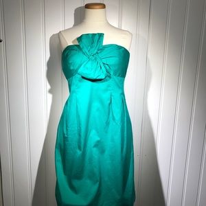 J crew green strapless dress with bow  size 10  green midi